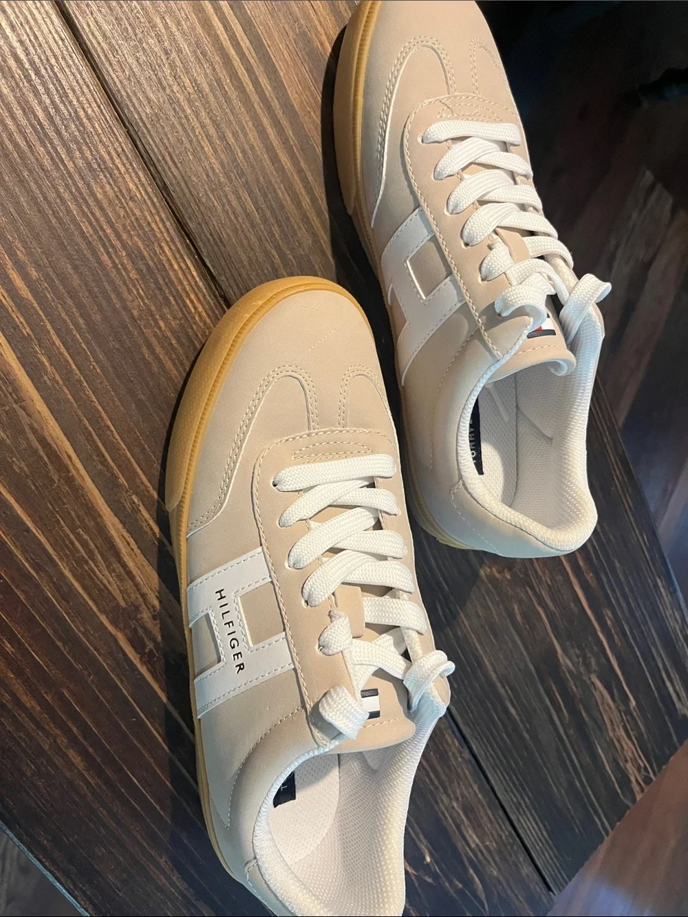 Tommy Hilfiger Cream and White Low-Profile Sneakers